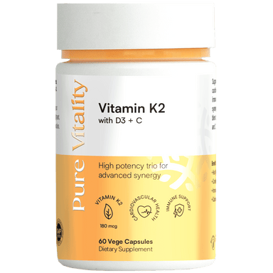 Pure Vitality Vitamin K2 with D3 + C | healthy.co.nz
