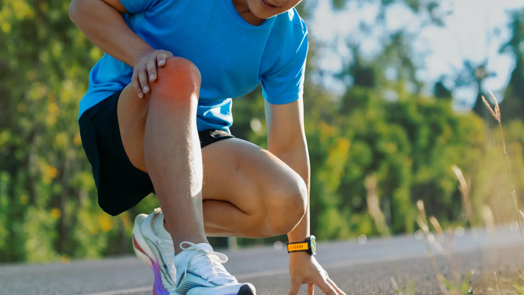 Adult preparing for a walk beside joint supplements, collagen, turmeric and omega-3 products for a Healthy.co.nz joint support guide.