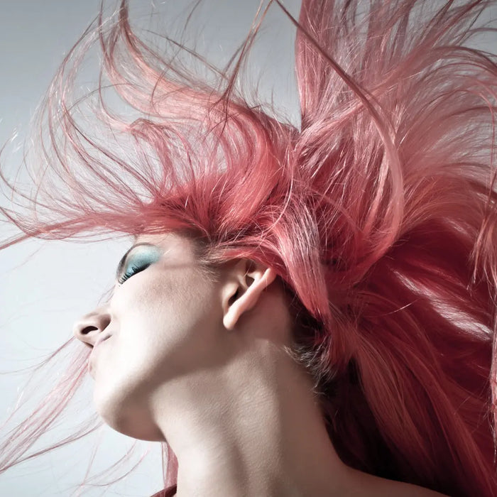 Botanical natural hair dye products with henna, herbal powders and brown, blonde, auburn and mahogany hair colour swatches.