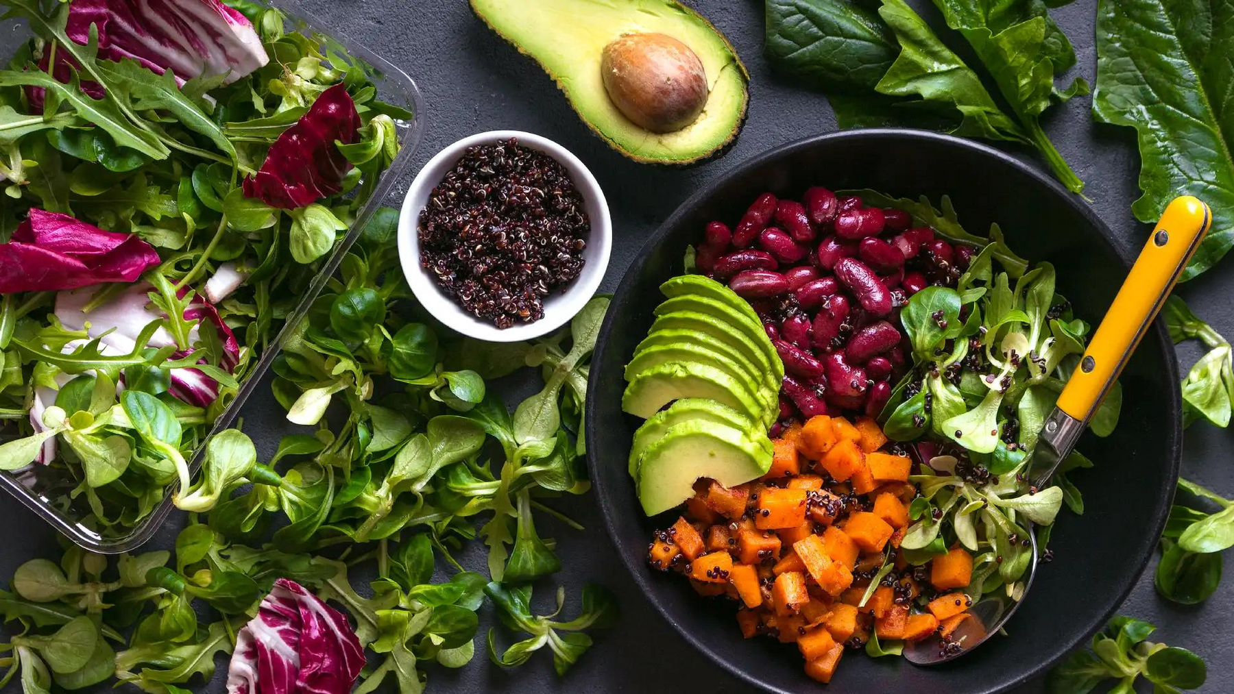 Functional foods with many health benefits on a tabletop.