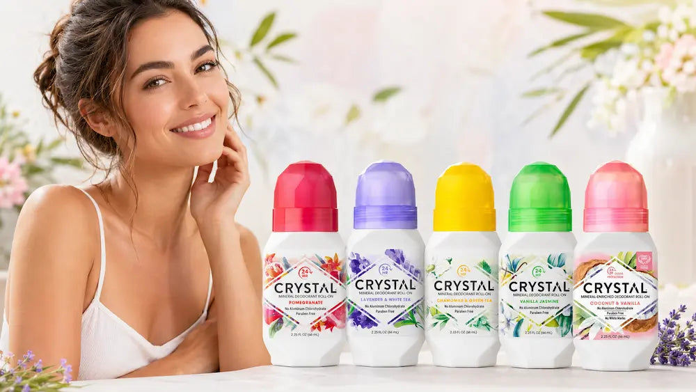 Crystal deodorant stick, spray, roll-on and cream compared with an antiperspirant for odour and wetness control