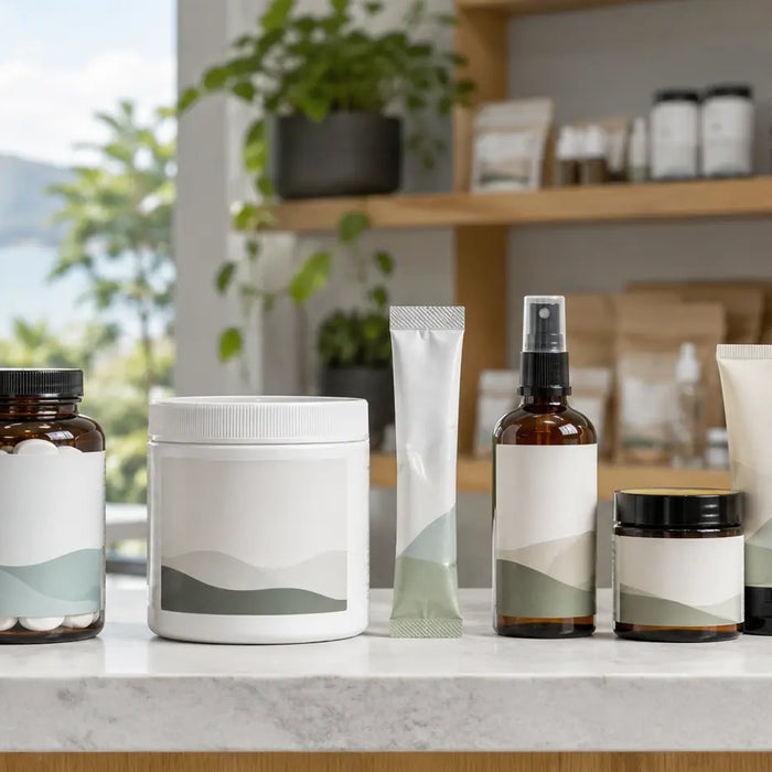 Healthy magnesium supplement formats including capsules, powder, drinkable options and topical magnesium