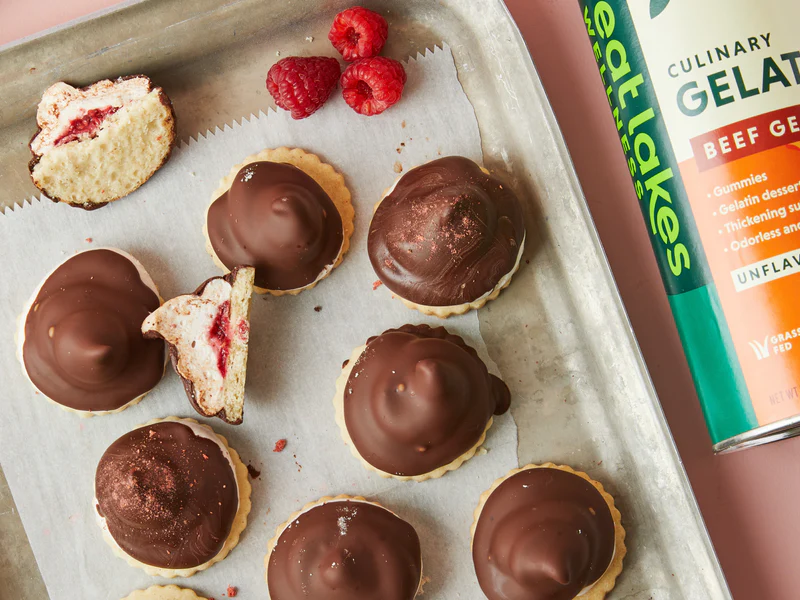 Chocolate Dipped Raspberry Marshmallow Cookies