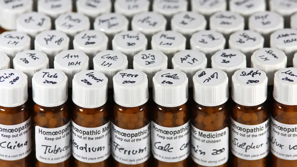 Homeopathic remedy labels showing 30C, 30X and 60X potency codes