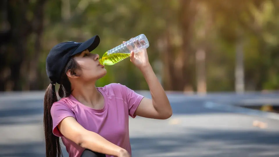 New Zealand hydration decision scene with plain water, electrolyte powder and liquid concentrate, and separate oral rehydration sachets