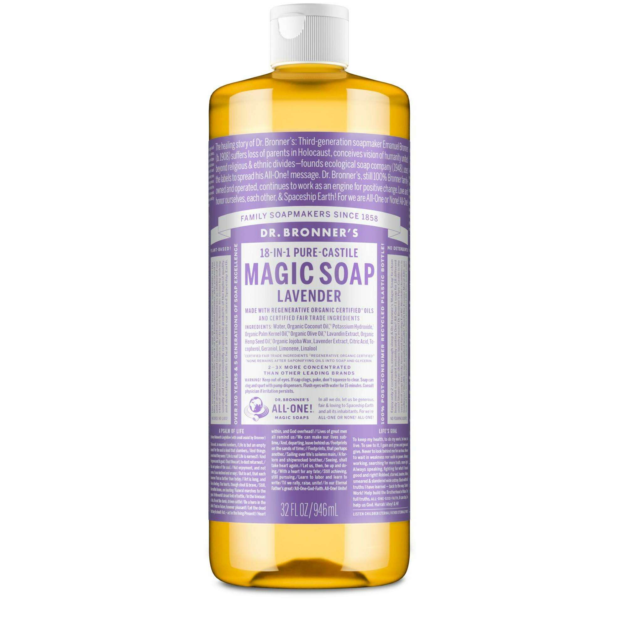 Dr Bronner Pure-Castile Liquid Soap - Lavender | Healthy.co.nz