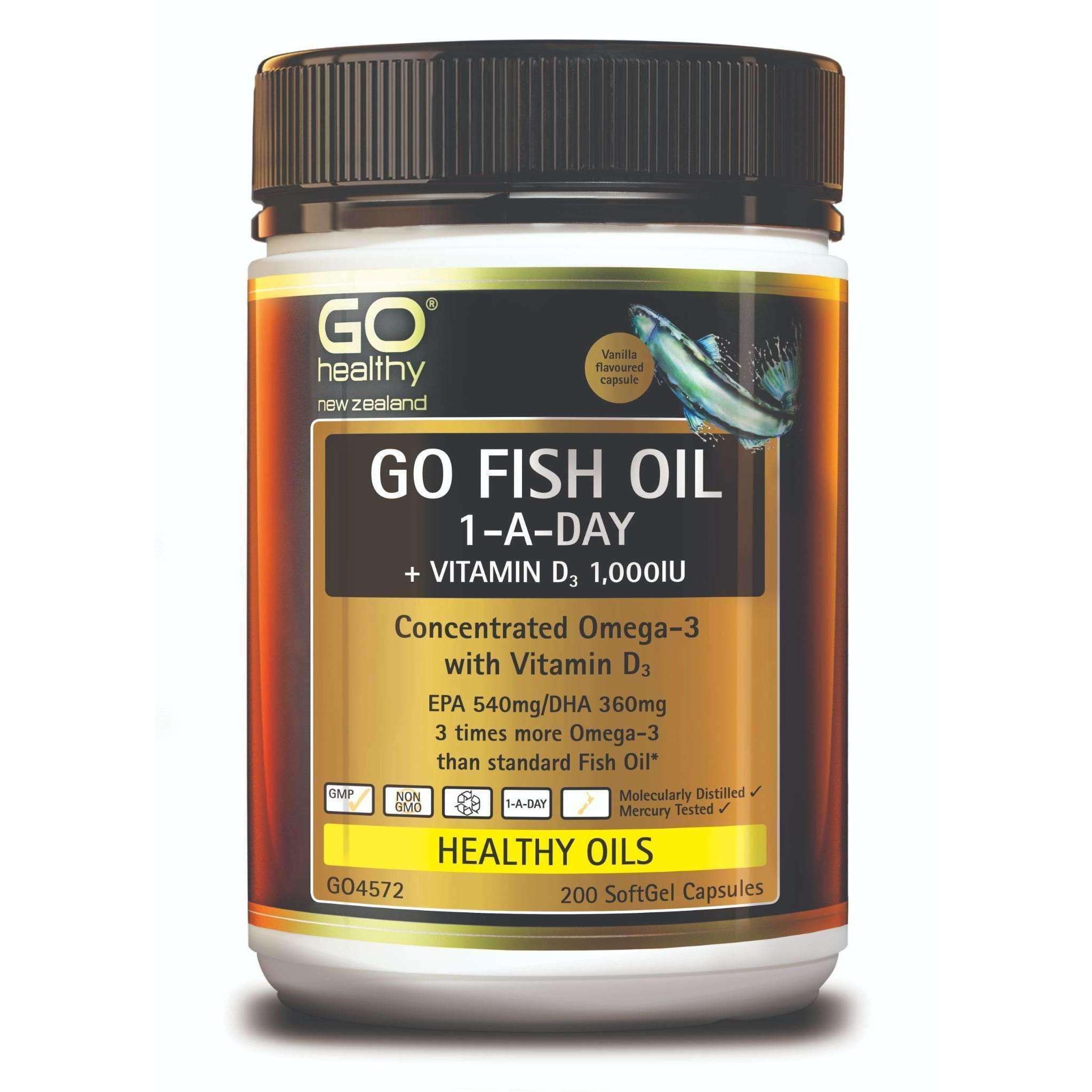 Go Healthy Go Fish Oil 1 A Day + Vit D1000 IU