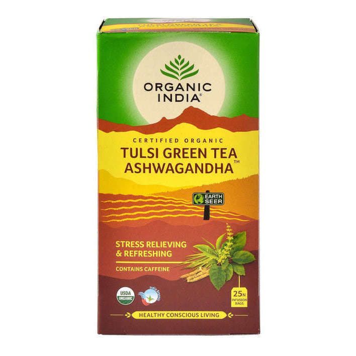 Organic Tulsi Green Tea Ashwagandha Tea - Short Dated